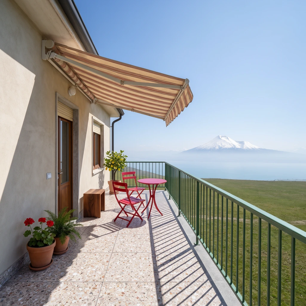 A photograph of the same terrace from the same viewpoint.