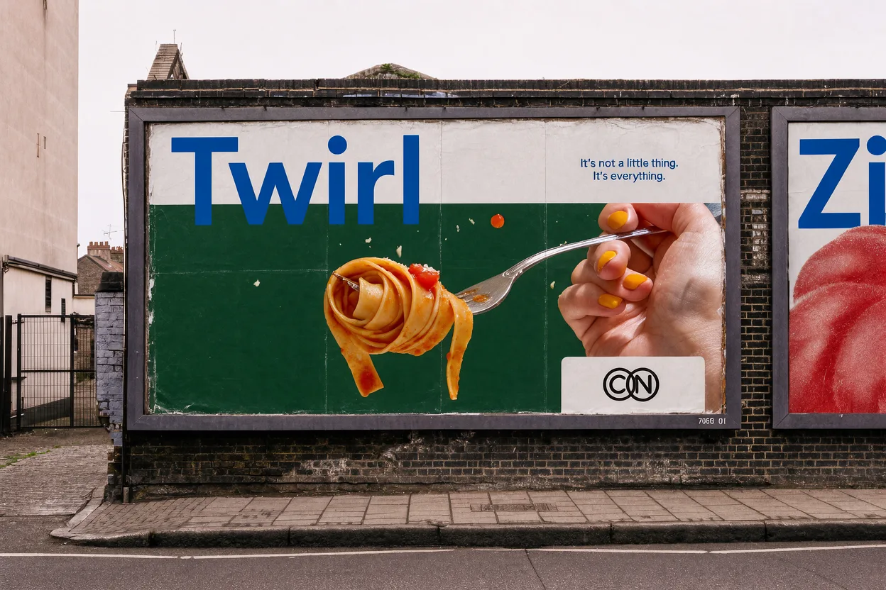 Billboard re-skin with a new product and brand