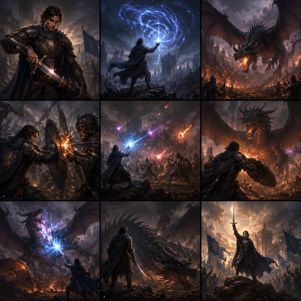 Fantasy Battle Storyboard Grid