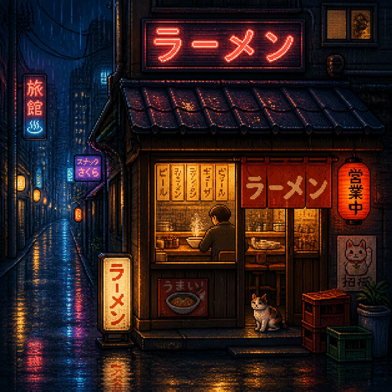 Retro Pixel Art Scene