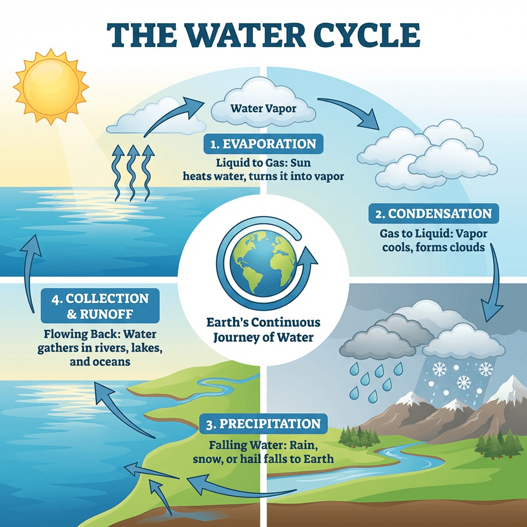 Illustrated diagram of the water cycle