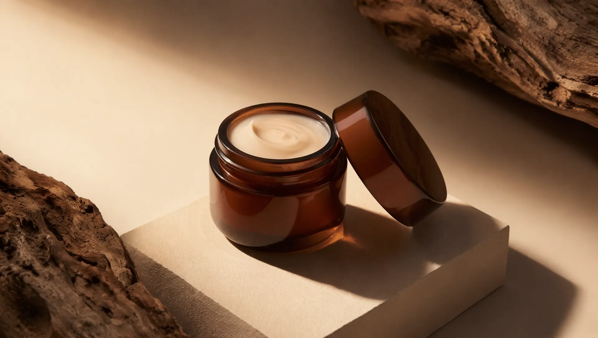 Cream jar displayed as a skincare product.