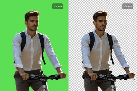 Person isolated against a green background.