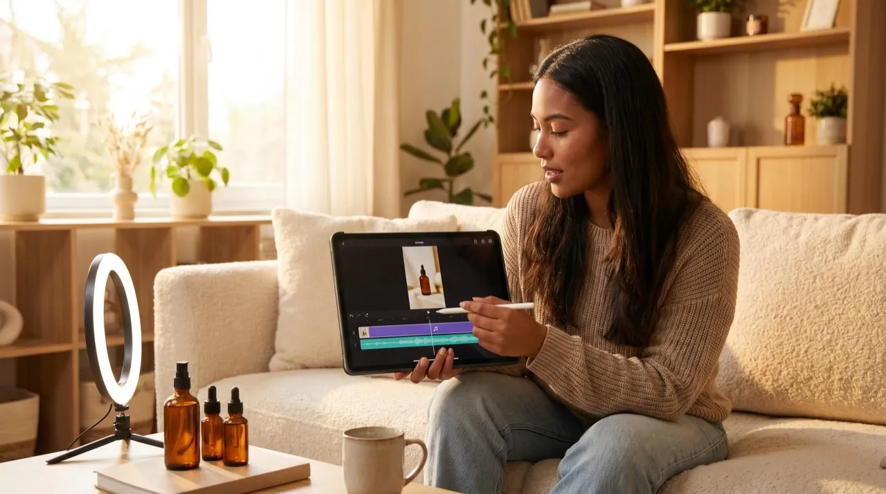 Tablet shown in a creator-style demonstration.