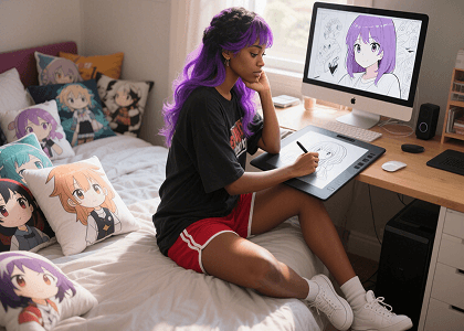 Creator developing an animated scene.