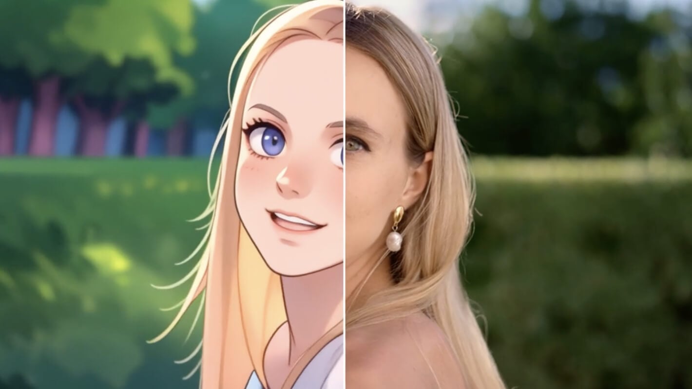 Portrait reinterpreted with stylized details.