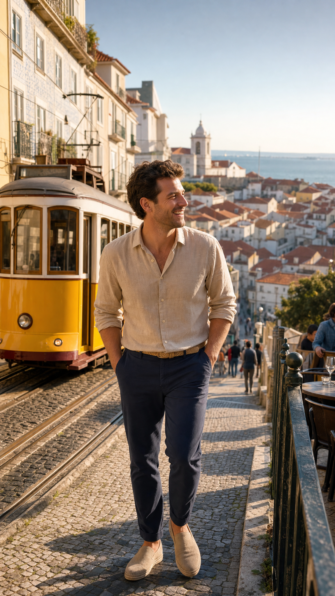Lisbon Tram Street Golden Hour