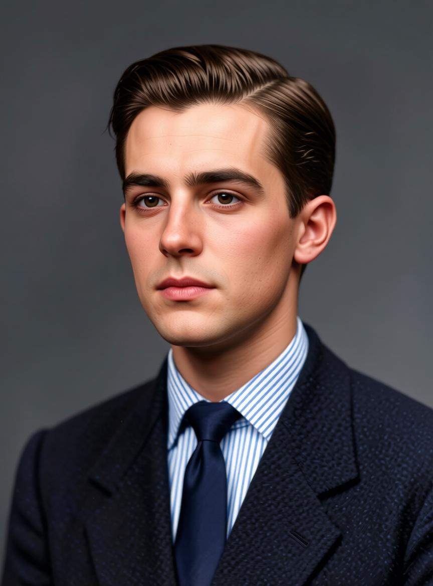 A Well-Dressed Man In A Suit And Tie Poses Against A Neutral Studio Background