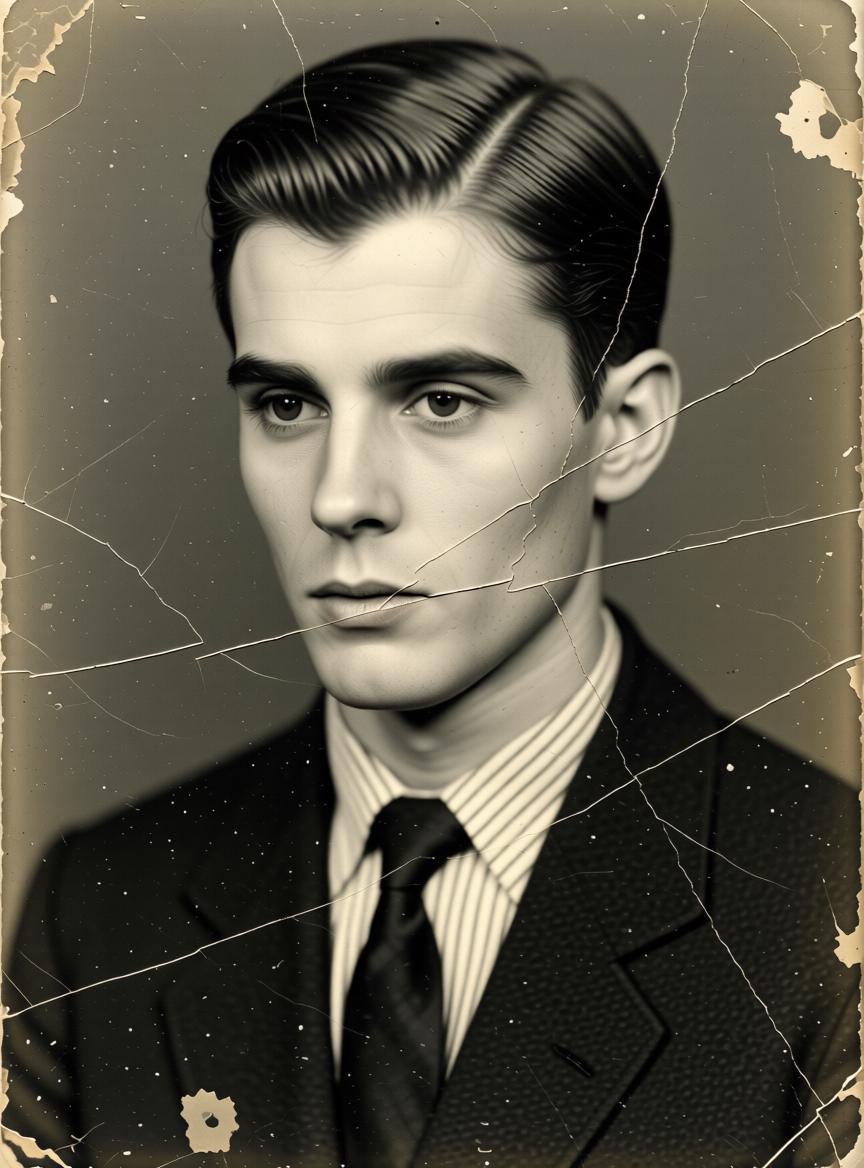 A Vintage-Style Portrait Of A Man In Formal Attire Set Against A Distressed And Aged Background