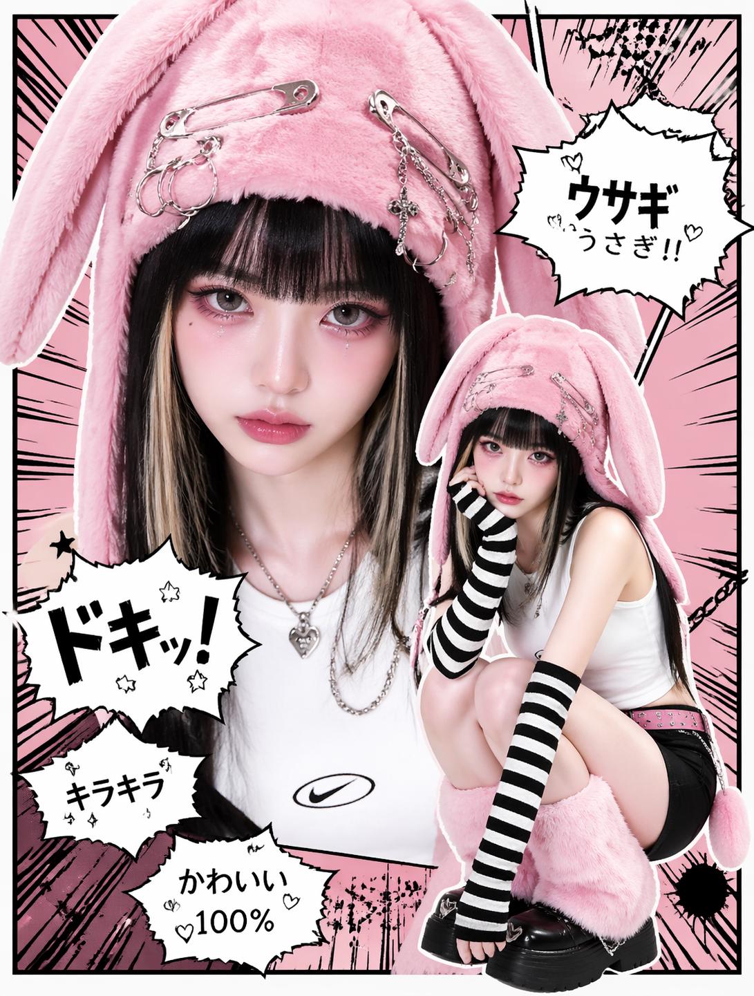 A Woman Dressed In Stylish Pink And Black Fashion Poses In A Vibrant Comic-Inspired Setting
