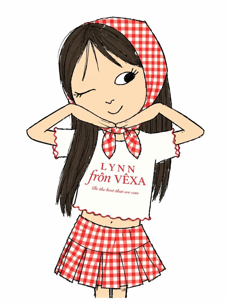 A Girl Wearing A Red And White Checkered Outfit Poses Cheerfully In A Playful Illustration
