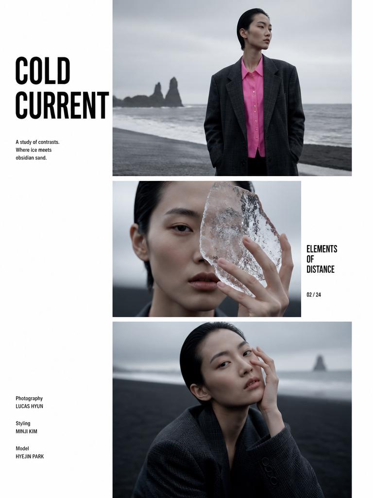 A Person Stands On A Dramatic Black Sand Beach Under A Cloudy Sky Showcasing A Bold And Stylish Outfit