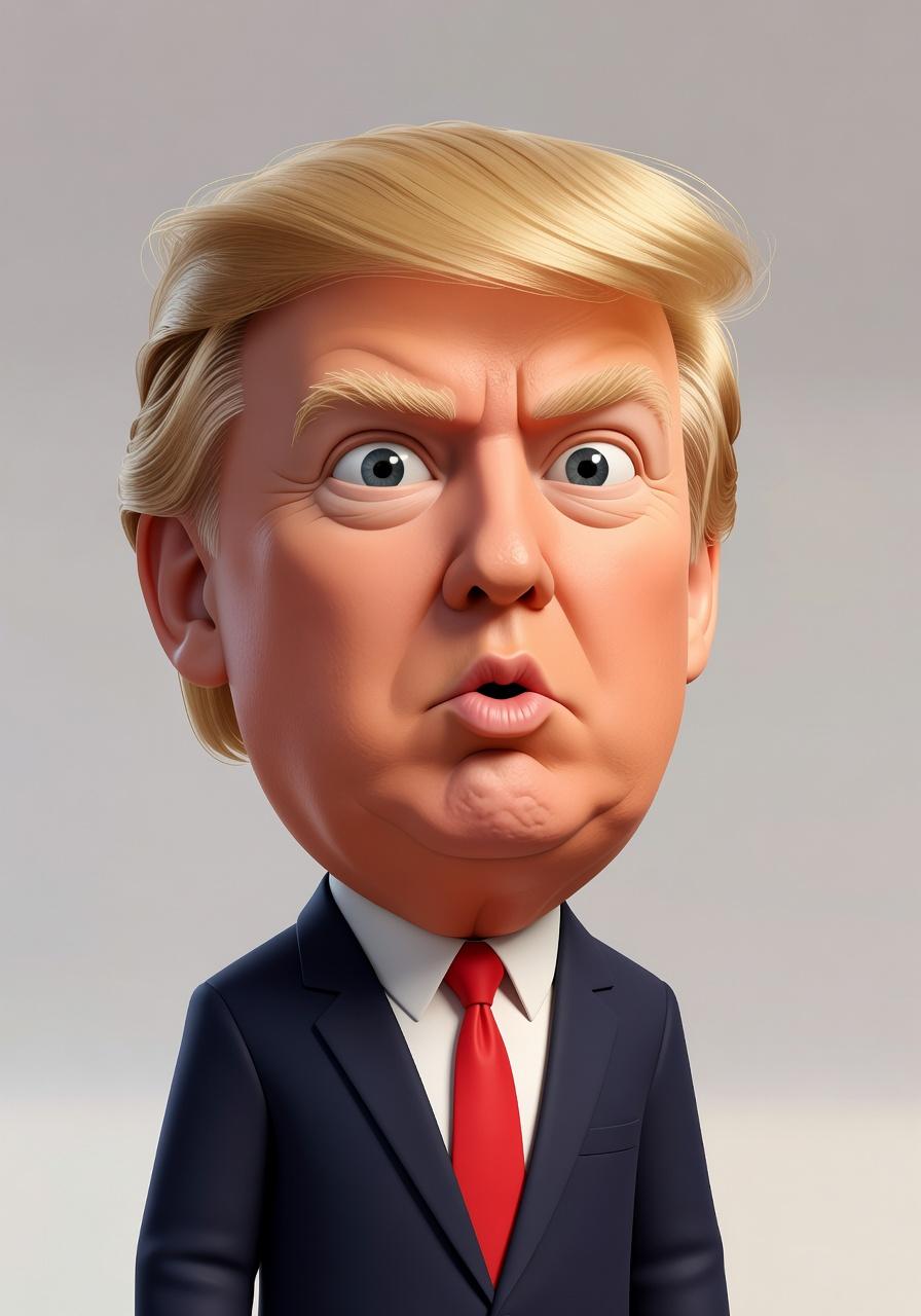 A Cartoon-Style Depiction Of A Man In A Suit With A Red Tie Against A Neutral Background