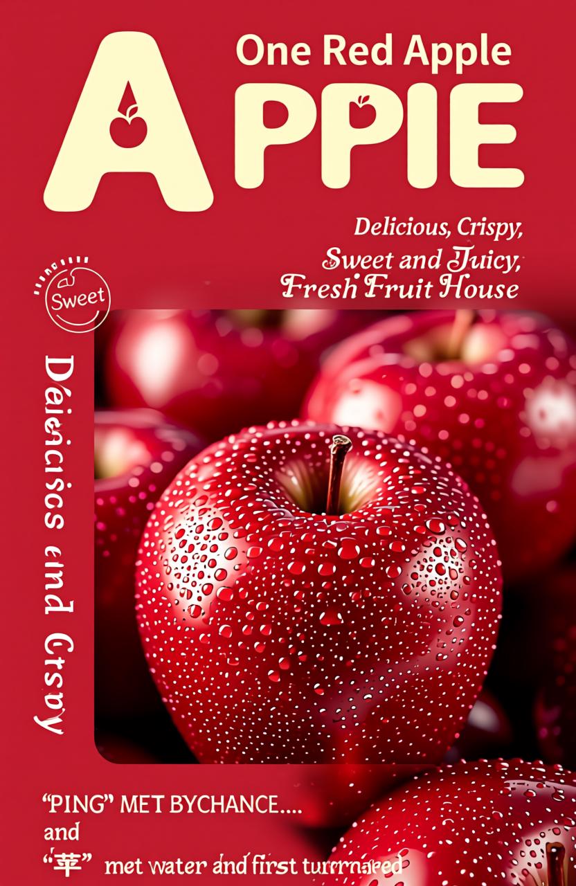 A Vibrant Close-Up Of Fresh Dewy Red Apples Set Against A Bold Red-Themed Promotional Design